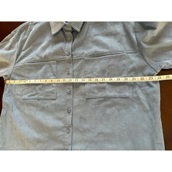Cotton On NWT Lightweight Minimalist Preppy Corduroy Shacket Blue Size Medium - Picture 8 of 14